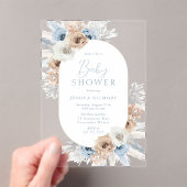 Mooie Boho Blue Floral Baby shower Acryl Uitnodigingen (Insitu (Draagbaar))