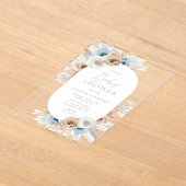 Mooie Boho Blue Floral Baby shower Acryl Uitnodigingen (Laagn)