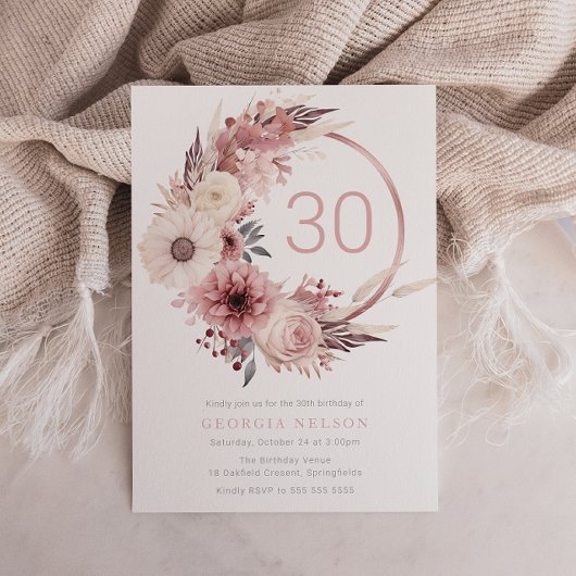 Mooie Boho Blush 30e Verjaardagsfeestje Kaart