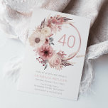 Mooie Boho Blush 40e Verjaardagsfeestje Kaart<br><div class="desc">Mooie Boho Blush 40th Birthday Party Invitation Bekijk ons collectie voor nog veel meer uitnodigingen en bijpassende items Ook verkrijgbaar als digitale downloadbare uitnodiging.</div>