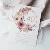 Mooie Boho Blush 40e Verjaardagsfeestje Kaart