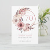 Mooie Boho Blush 70ste verjaardagsfeestje Kaart (Staand voorkant)