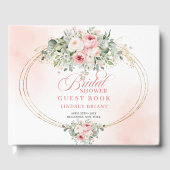 Mooie Boho Blush Rozen Bruiloftsfeest Guestbook Gastenboek (Voorkant)
