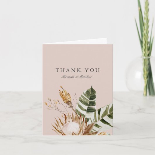 Mooie Boho Botanische Bloemen Bruiloft Bedankkaart (Voorkant)