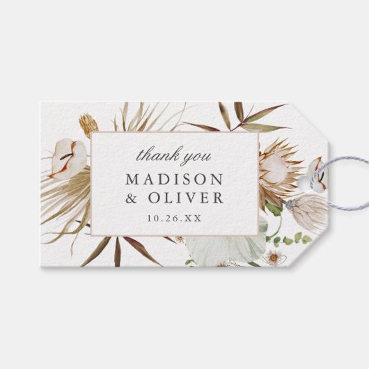 Mooie Boho Botanische Bruiloft gunst Cadeaulabel (Voorkant (Horizontaal))