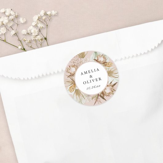 Mooie Boho Botanische Bruiloft gunst Ronde Sticker