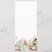 Mooie Boho Botanische Bruiloft Menu Kaart (Achterkant)
