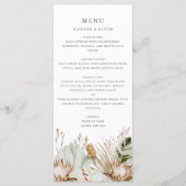 Mooie Boho Botanische Bruiloft Menu Kaart (Voorkant)