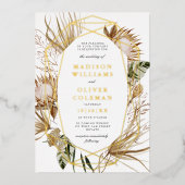 Mooie Boho botanische geometrische bruiloft Folie Uitnodiging (Voorkant)