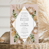 Mooie Boho Botanische Geometrische Lijst Bruiloft Kaart