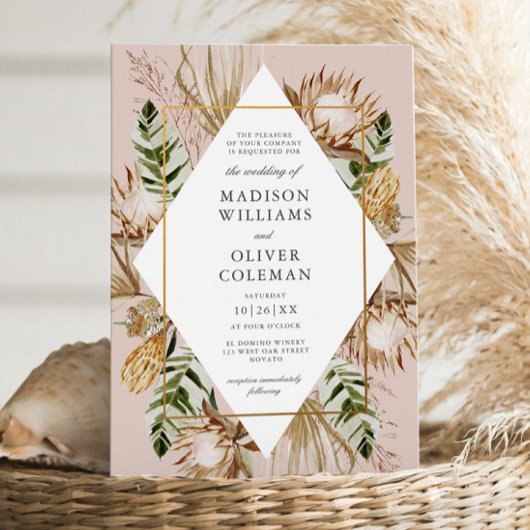 Mooie Boho Botanische Geometrische Lijst Bruiloft Kaart