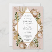 Mooie Boho Botanische Geometrische Lijst Bruiloft Kaart (Voorkant)