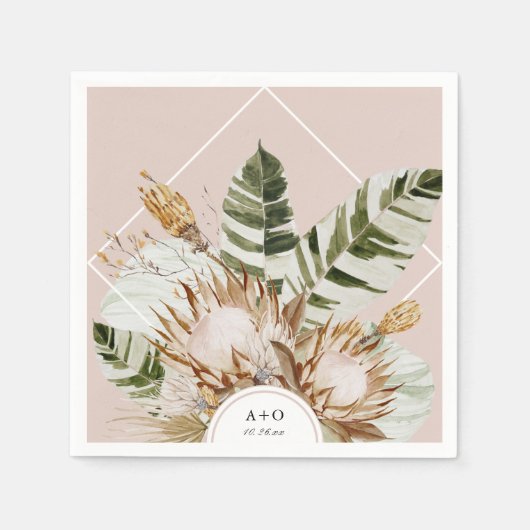 Mooie Boho Botanische Geometrische Lijst Bruiloft Servet (Voorkant)