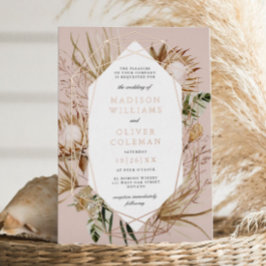 Mooie Boho Botanische Geometrische Lijst Huwelijk Folie Uitnodiging