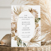 Mooie Boho Botanische Geometrische Witte Bruiloft Save The Date