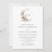 Mooie Boho Botanische krans Monogram bruiloft Kaart (Voorkant)