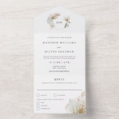 Mooie Boho Botanische Monogram Bruiloft All In One Uitnodiging (Binnen)
