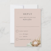 Mooie Boho Botanische Neutrale Bruiloft Antwoord (Voorkant)
