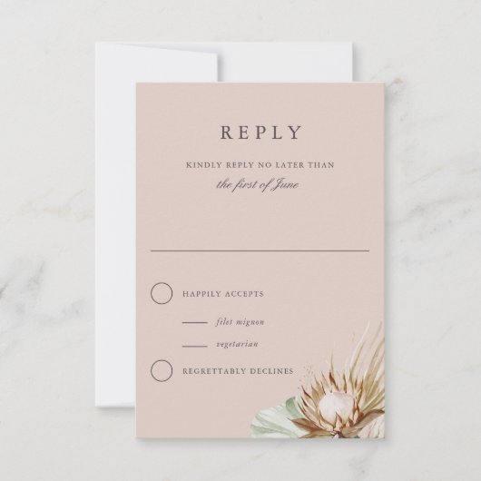 Mooie Boho Botanische Neutrale Bruiloft Antwoord (Voorkant)