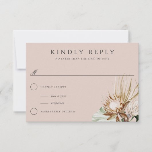 Mooie Boho Botanische Neutrale Bruiloft Antwoord (Voorkant)