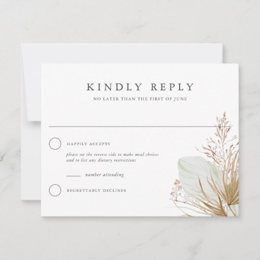 Mooie Boho Botanische Witte Bruiloft Antwoord (Voorkant)