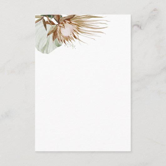 Mooie Boho Botanische Witte Bruiloft Details Informatiekaartje (Achterkant)