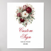 Mooie Boho Bourgogne Bloemstuk Aangepaste Poster (Voorkant)