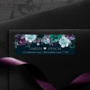 Mooie Boho   Diep Teal en Paarse Slinger Adres Etiket