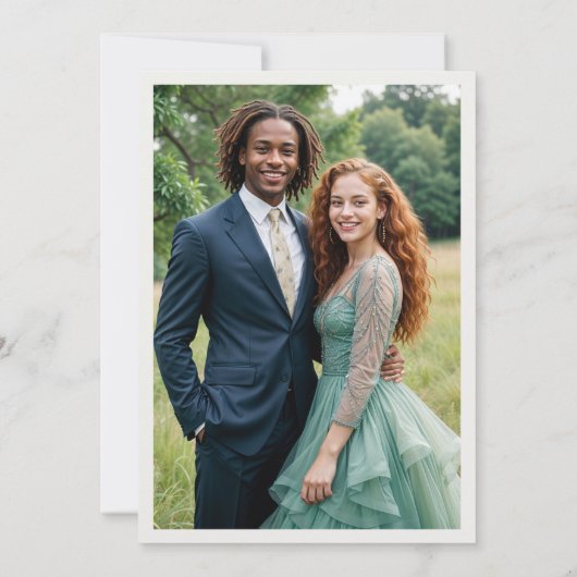 Mooie Boho doorzichtige ovale weelderige groene ti Save The Date (Achterkant)