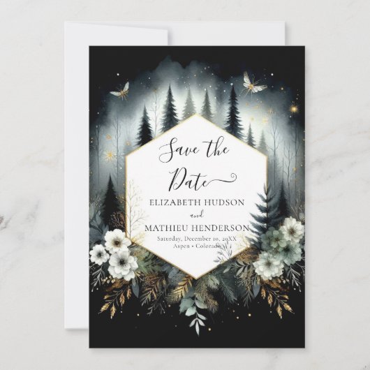 Mooie Boho Enchanted Forest bruiloft Save The Date (Voorkant)