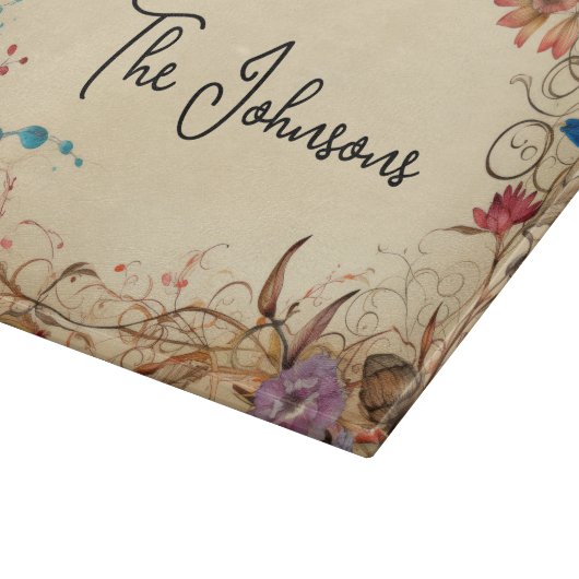 Mooie Boho esthetische bloemenrand Snijplank (Hoek)