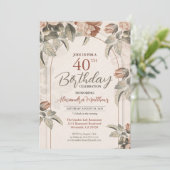 Mooie Boho Floral 40e verjaardag of aangepaste lee Kaart (Staand voorkant)