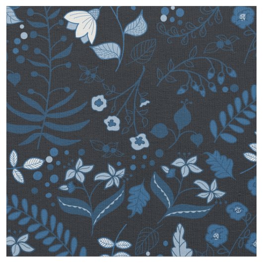 Mooie Boho Floral Classic Blues Stof (Close Up)