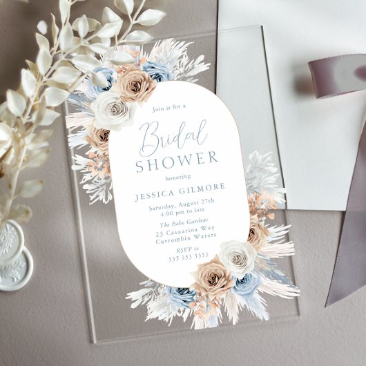 Mooie Boho Floral Vrijgezellenfeest Acryl Uitnodigingen