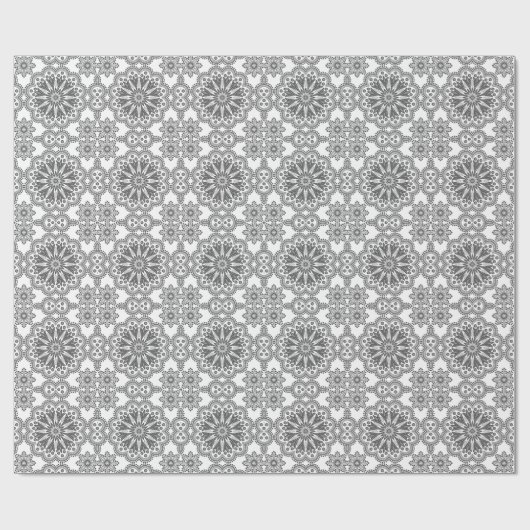 Mooie Boho Gray en White Talavera Tile Cadeaupapier (Vlak)