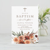 Mooie Boho Herfst Bloemen Doop Kaart (Staand voorkant)