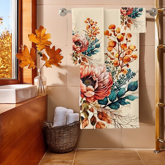 Mooie boho herfstboeket bad handdoek