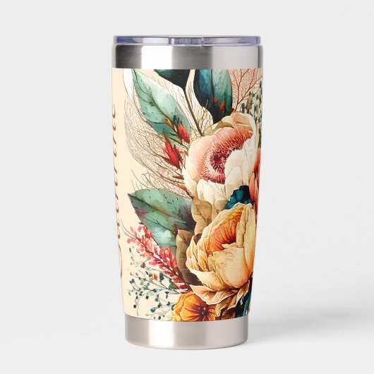 Mooie boho herfstboeket gepersonaliseerd geïsoleerde drinkbeker (Achterkant)