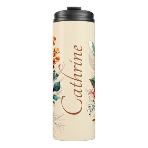 Mooie boho herfstboeket gepersonaliseerd thermosbeker
