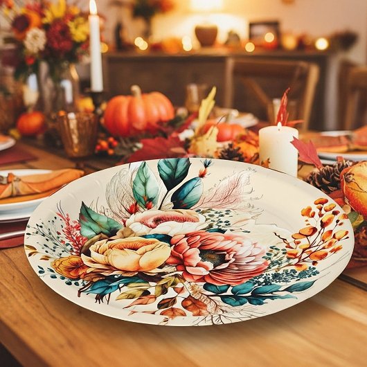 Mooie boho herfstboeket papieren bordje