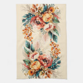 Mooie boho herfstboeket theedoek (Verticaal)