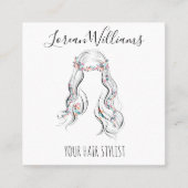 Mooie Boho Kapsel Bruidskapsel Haarstylist Bloemen Vierkante Visitekaartje (Voorkant)