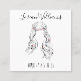 Mooie Boho Kapsel Bruidskapsel Haarstylist Bloemen Vierkante Visitekaartje