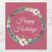 Mooie Boho Kerstkrans Wijn Etiket (Enkel label)
