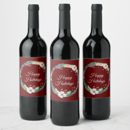 Mooie Boho Kerstkrans Wijn Etiket