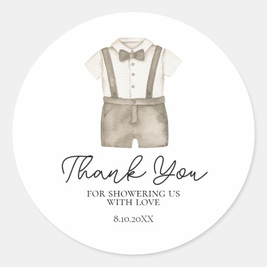 Mooie Boho Kleren Jongen Baby Shower Sticker (Voorkant)