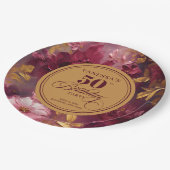 Mooie Boho Maroon Blush Gouden 50e Verjaardag Bord (Gekanteld)