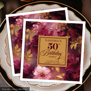 Mooie Boho Maroon Blush Gouden 50e Verjaardag Serv Servet