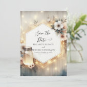 Mooie Boho Mason Jar bruiloft Save The Date (Staand voorkant)