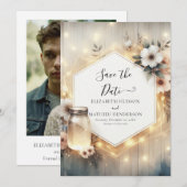 Mooie Boho Mason Jar bruiloft Save The Date (Voorkant / Achterkant)